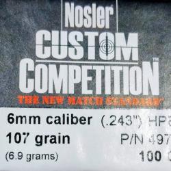 Ogives 6mm Nosler custom competition 107gr - btw 100