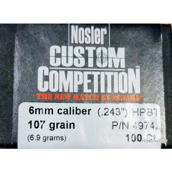 Ogives 6mm Nosler custom competition 107gr - btw 100