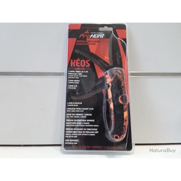 COUTEAUX VERNEY CARRON PROHUNT KEOS LVAC200 3 LAMES  PLIANTES  CAMO NEUF TOP QUALITE