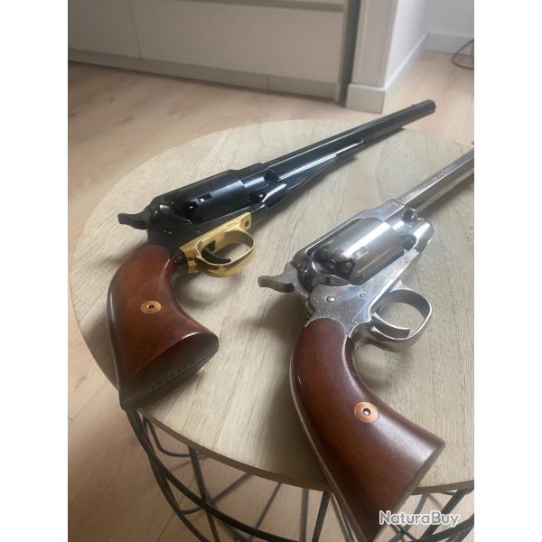 Lot de 2 revolvers pietta calibre 44 PN 1 Buffalo (12 pouces) et 1 texas laiton nickel