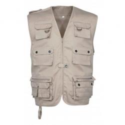 Gilet Reporter Multipoches Beige