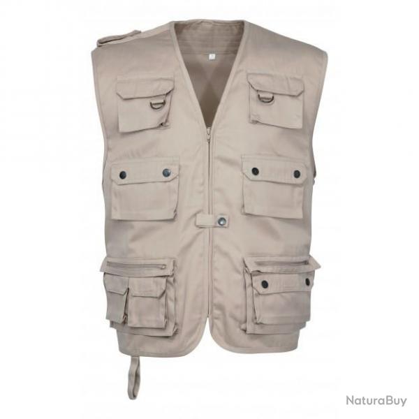 Gilet Reporter Multipoches Beige