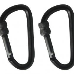 Lot de 2 mousquetons Aluminium - 6 cm Noir