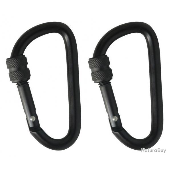 Lot de 2 mousquetons Aluminium - 6 cm Noir