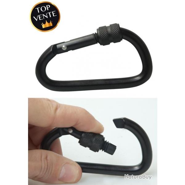 Lot de 2 mousquetons Aluminium - 8 cm Noir