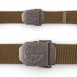 Ceinture boucle gravée TDM Beige