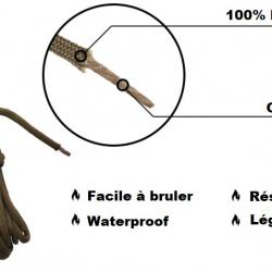 Para-corde Fire de survie - 10m Beige