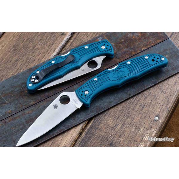 Couteau Spyderco Endura 4 Bleu Lame Acier Bohler K390 Manche FRN Lockback Japan SC10FPK390