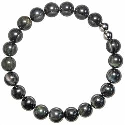 Bracelet en obsidienne oeil céleste - Perles rondes 8 mm