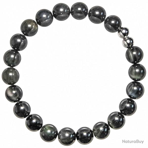 Bracelet en obsidienne oeil cleste - Perles rondes 8 mm