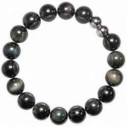 Bracelet en obsidienne oeil céleste - Perles rondes 10 mm