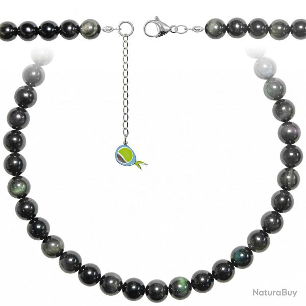 Collier en obsidienne oeil cleste - Perles rondes 10 mm - 43 cm