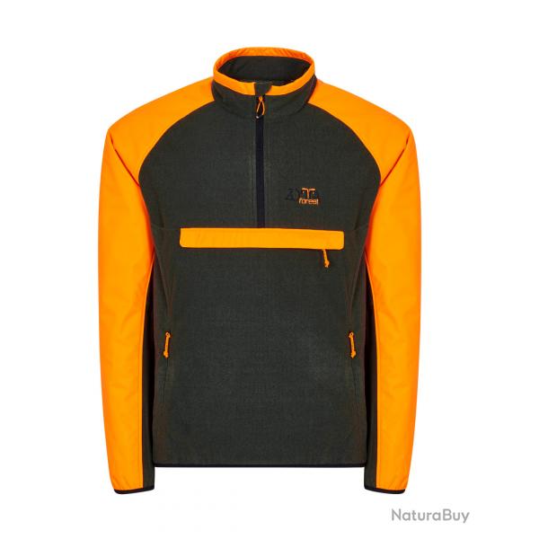 POLAIRE HALF-ZIP MELANGE RENFORCE - STONE MAN FLEECE - ZOTTA FOREST - Vert avec manches orange