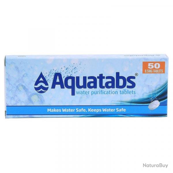 Tablettes de purification de l'eau Aquatabs en boîte de 50 comprimés