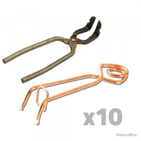 Lot de 10 pièges à taupes Putange traditionnels en acier cuivré + pince