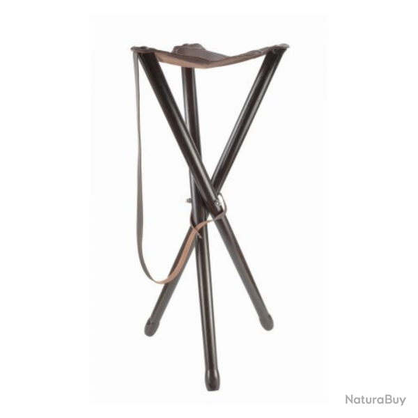 TRPIED ANCE 90 CM, PIEDS BOIS, ASSISE CUIR MARRON, AVEC BRETELLE - JANUEL