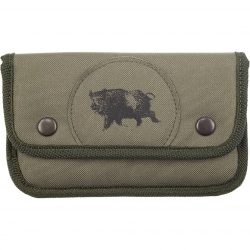 Pochette à balle genet toile verte 10 tubes écusson sanglier - JANUEL