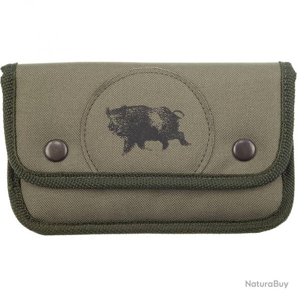 Pochette  balle genet toile verte 10 tubes cusson sanglier - JANUEL