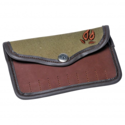 Pochette à balle GARON en toile et cuir 10 tubes broderie trace de sanglier - JANUEL