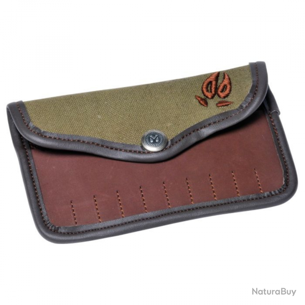 Pochette  balle GARON en toile et cuir 10 tubes broderie trace de sanglier - JANUEL