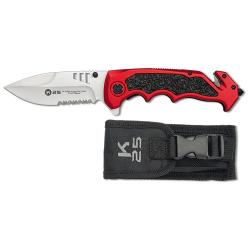 Couteau pliant tactique de poche K25 18866 - Rouge/Noir - Lame 9,60 cm