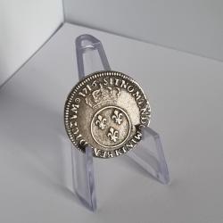 Un Dixième Ecu Vertugadin Argent Louis XV 1716 K Bordeaux Flan Réformé 1/10ème Écu