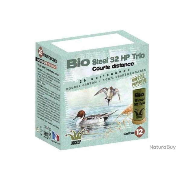 25 cartouches BIO STEEL 32 HP 32G Bourre bio Cal 12/70 Pb.Trio JOCKER
