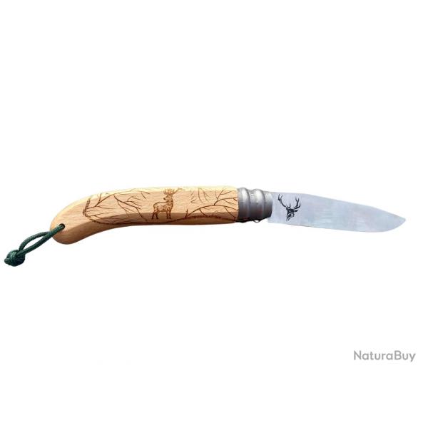 Couteau bois de htre modle Cerf Gravoo