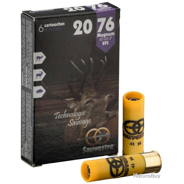 6 balles flche Magnum pour fusil - Cal 20/76 SAUVESTRE