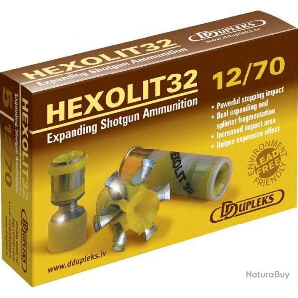 5 balles HEXOLIT 32 - Cal.12.70 Acier D DUPLEKS