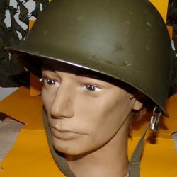 ARMEE AMERICAINE U.S : CASQUE MILITAIRE LOURD DE L'ARMEE AMERICAINE , PERIODE GUERRE DE COREE , JONC
