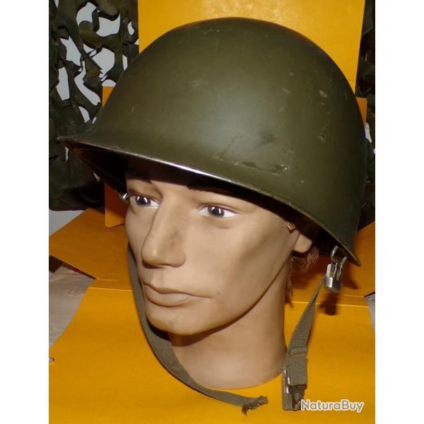 ARMEE AMERICAINE U.S : CASQUE MILITAIRE LOURD DE L'ARMEE AMERICAINE , PERIODE GUERRE DE COREE , JONC
