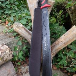 Couteau Bowie Machette Guide d'Amazonie Coupe Coupe Lame Acier Inox Manche Abs Black/Red Etui Nylon
