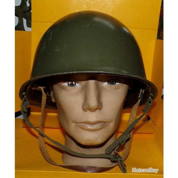 CASQUE MILITAIRE LOURD MODELE 1951  DE L'ARMEE FRANCAISE  , FABRICATION FRANCAISE DE 1976 PAR DUNOIS