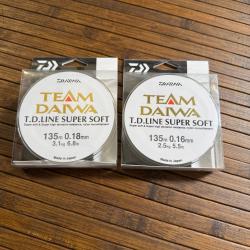 LOT DE 4  DAIWA monofilament TD SUPER SOFT MT.135FIL PÊCHE MEILLEUR PRIX !!!!