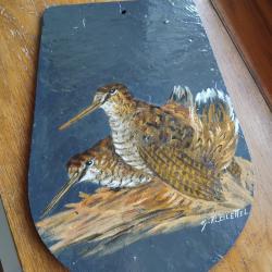 gravure sur ardoise b&eacute;casses G. Blettel