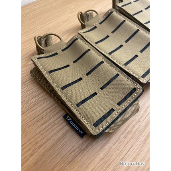 Pochette tactique Molle Triple dcoupe laser Coyote Sable Kaki Neuve