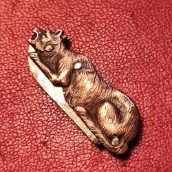 Ancien canif couteau pliant figuratif zoomorphe Chimère couleur bronze