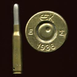 6.5 x 54 Mannlicher Grec - beau marquage militaire : E EK Sigma 1936 - balle nickel arrondie