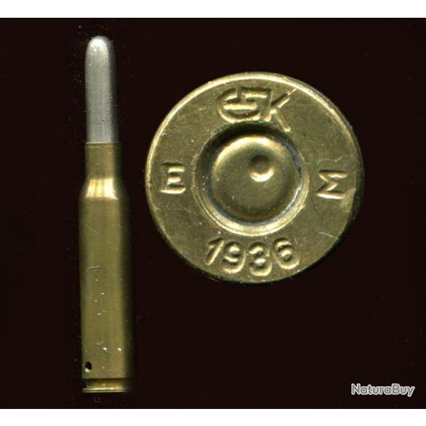 6.5 x 54 Mannlicher Grec - beau marquage militaire : E EK Sigma 1936 - balle nickel arrondie