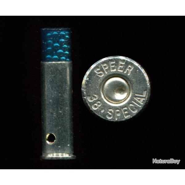 .38 Spcial SPEER - balle plastique bleu translucide contenant la grenaille - cartouche neutralise