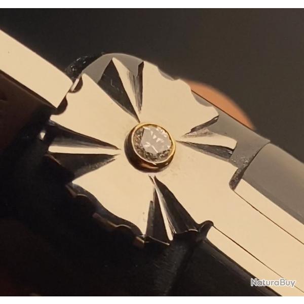 Couteau Philippe Voissière - Pièce unique matière naturelle / corne noire / diamant