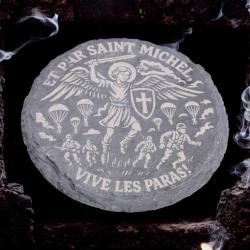 Sous-verre en ardoise 10cm: Et par Saint Michel, vive les paras ! - parachutiste militaire legion