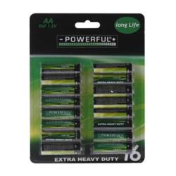 Lot de 16 piles alcalines AA/LR06 - Puissance longue durée 1,5 V