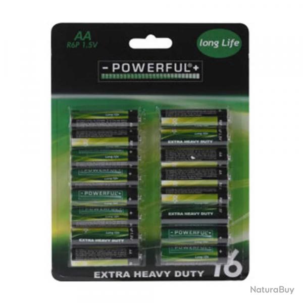 Lot de 16 piles alcalines AA/LR06 - Puissance longue durée 1,5 V