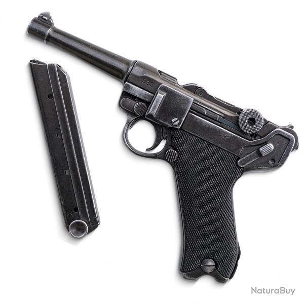 Pistolet Luger P08 Parabellum Crosse Métal 25.5cm - Denix Patiné et vieilli