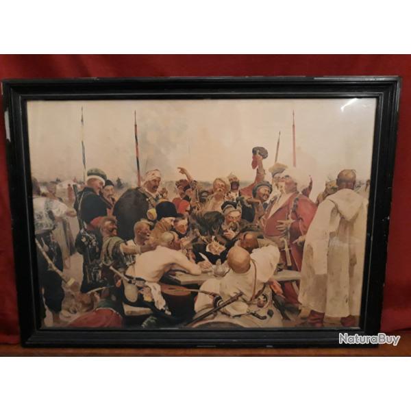 Les Cosaques zaporogues crivant une lettre au sultan encadr dimension 79,5 x 58 cm