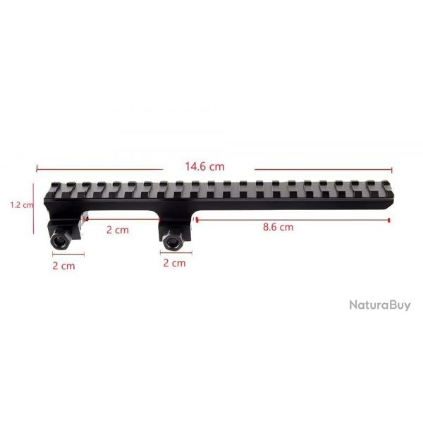 Réhausse de rail picatinny (1,2cm) avec extension (14,6cm)