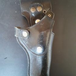 Etui revolver Holster à double bride cuir noir épais Scorpion