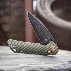 Couteau Skallywag Tactical Mako II Vert OD Lame Acier D2 Plaquettes G10 Axis Lock SKW67502